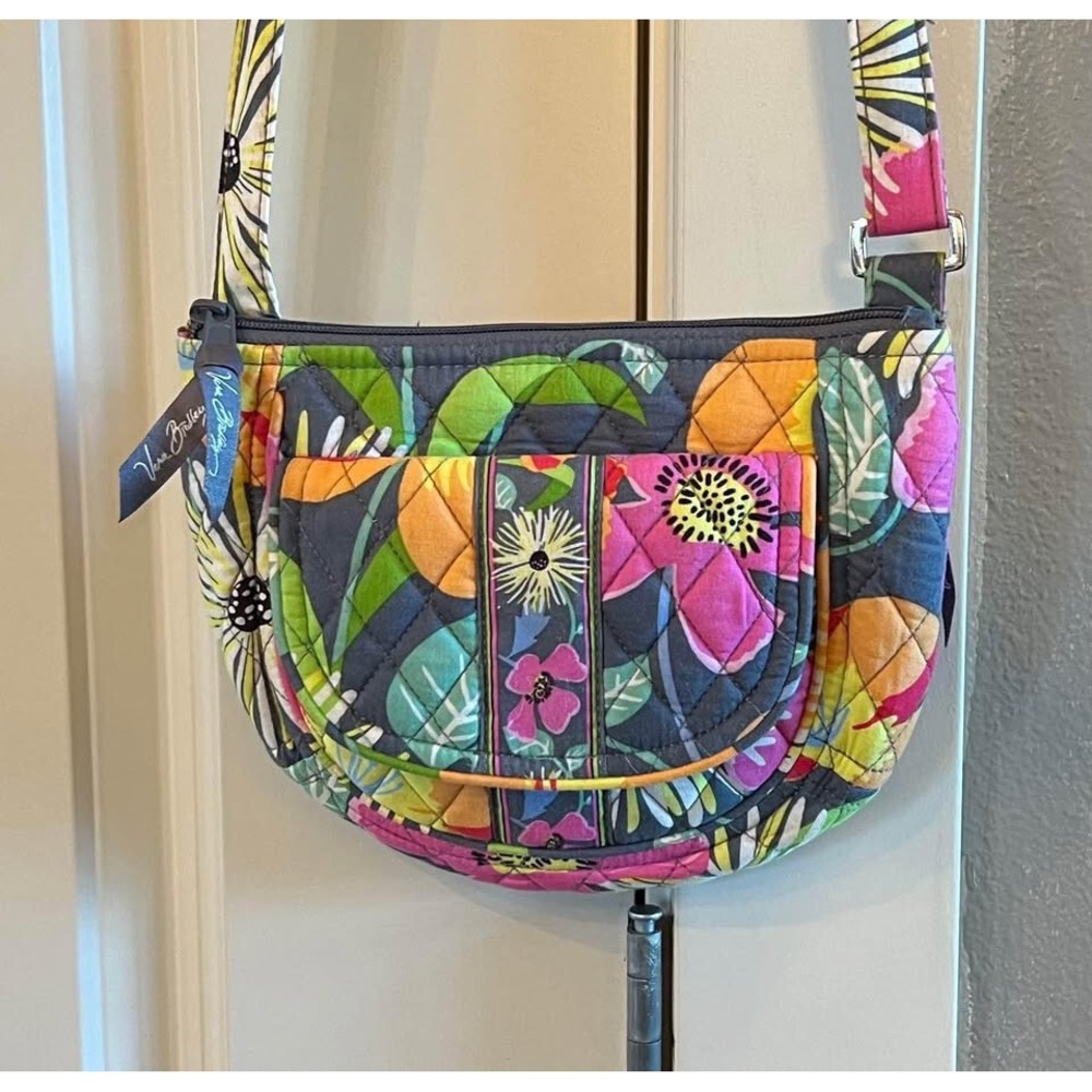 Colorful Retired Vera Bradley Lizzy Floral Crossbody Jazzy Blooms Bag-9x7.5 in